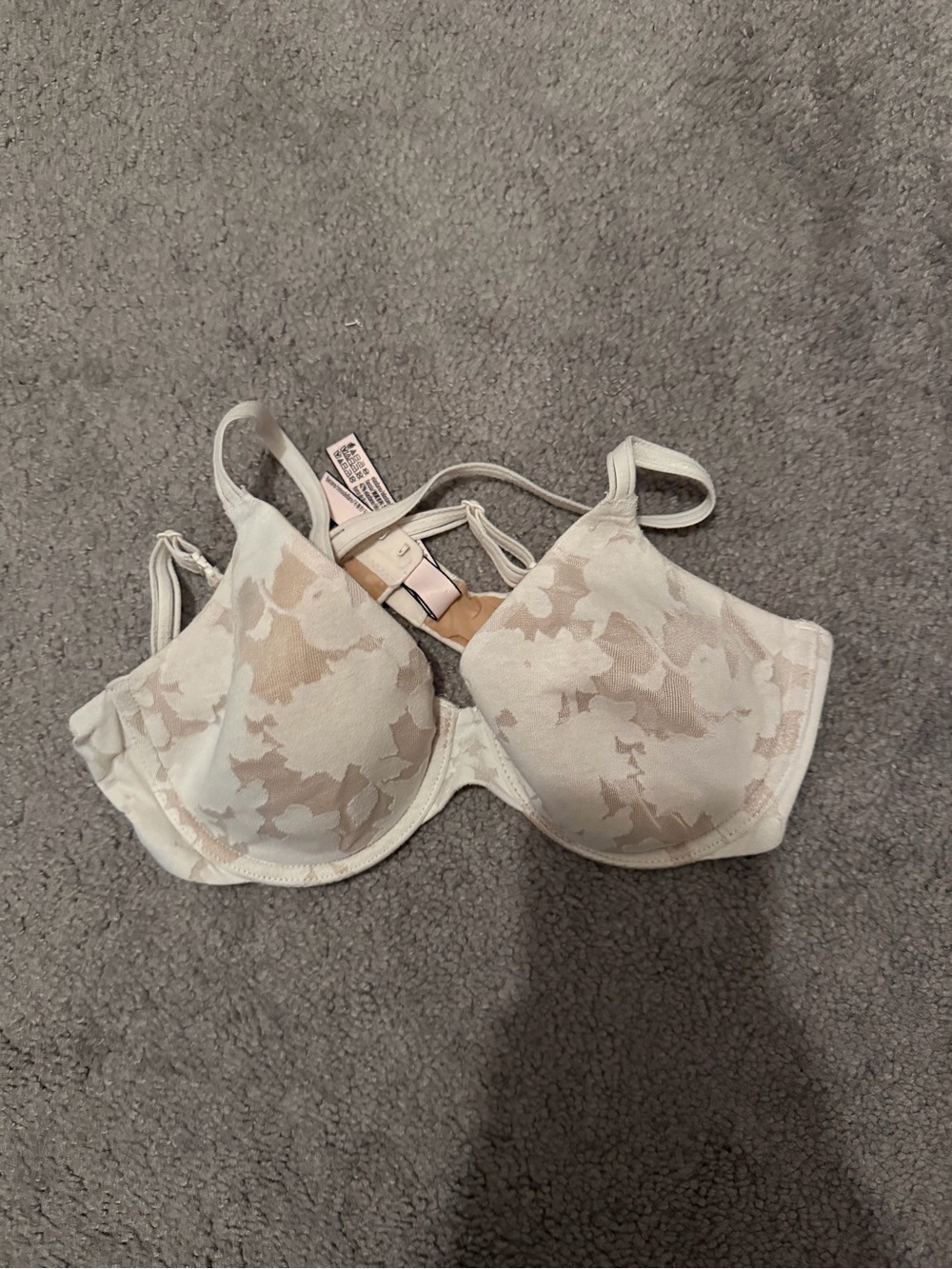 Lightly Lined T-Shirt Bra in Cream Floral Print, 34B